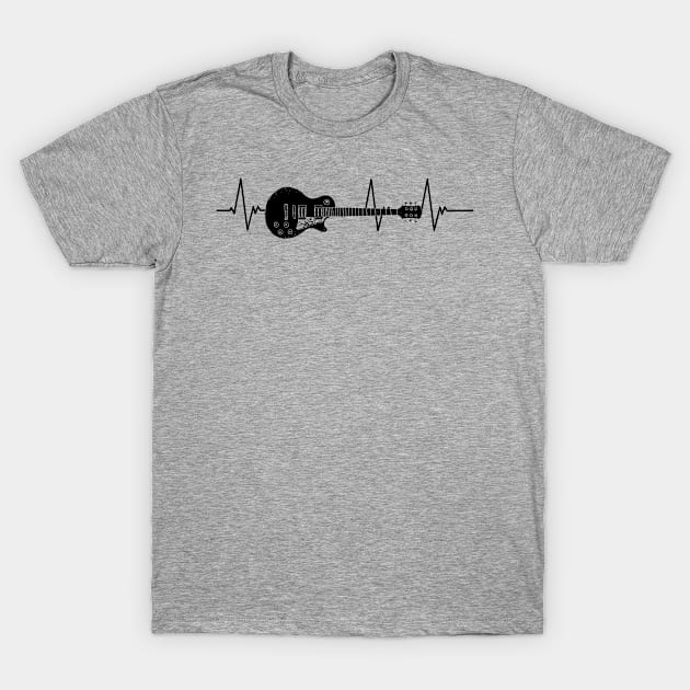 Guitar Hearbeat // Black T-Shirt by Throbpeg